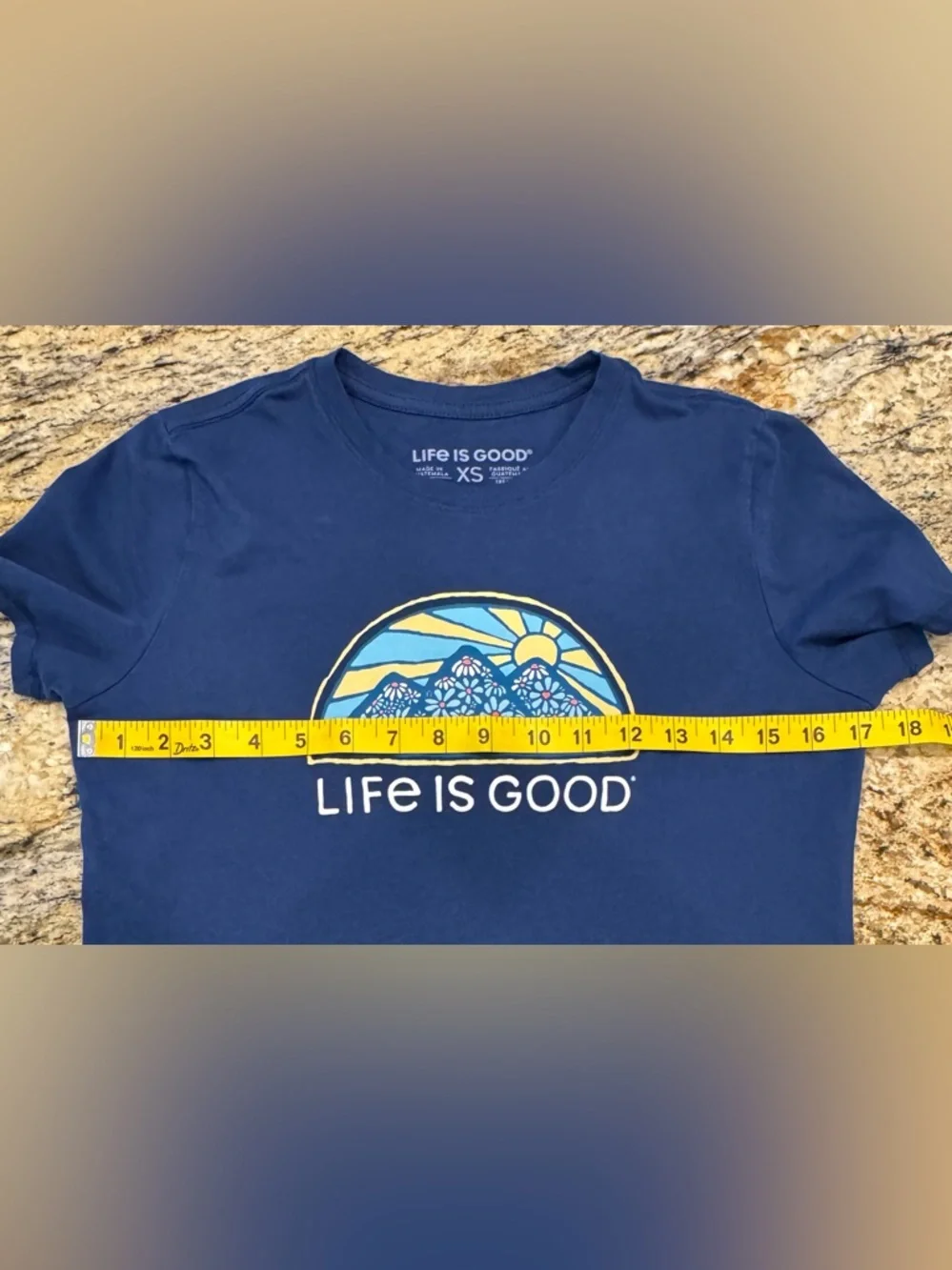 Life Is Good Short Sleeve Blue T-shirt  Women’s Size XS Mountains Sunrise - Picture 5 of 6
